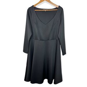 Eloquii Scuba Knit Swing Skater Midi Little Black Dress Size 16 1X